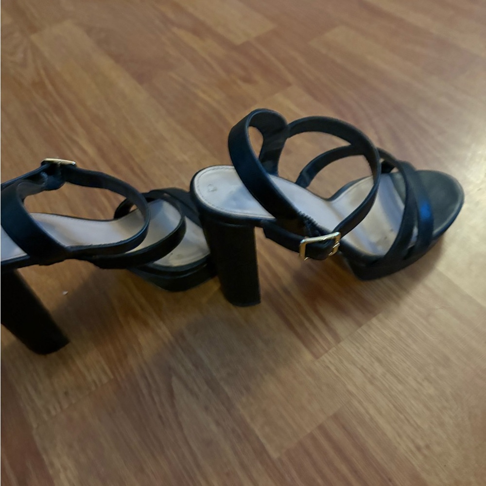 Black Strappy Block Heels